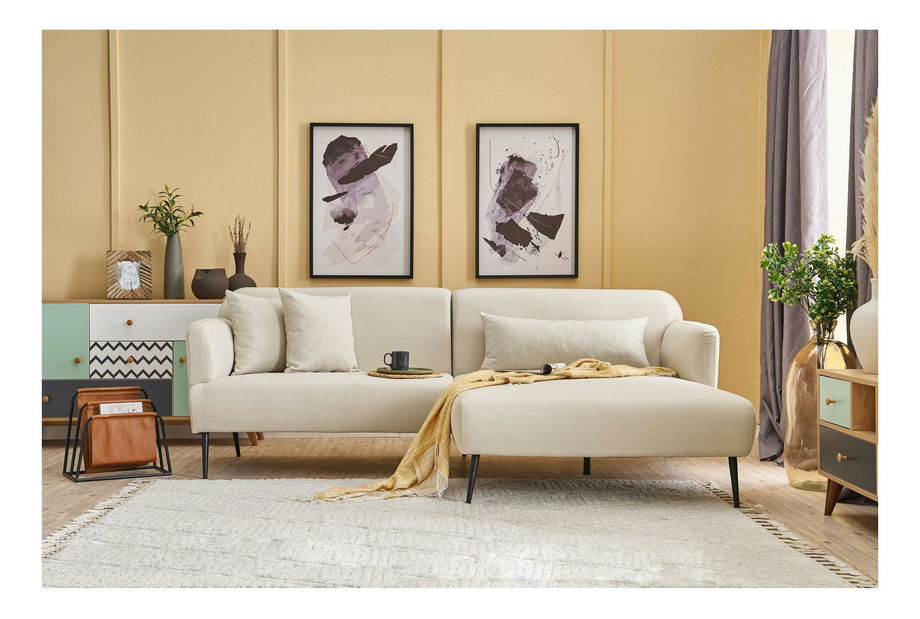 Rohová sedačka Revosatta (P) (krémová + čierna)