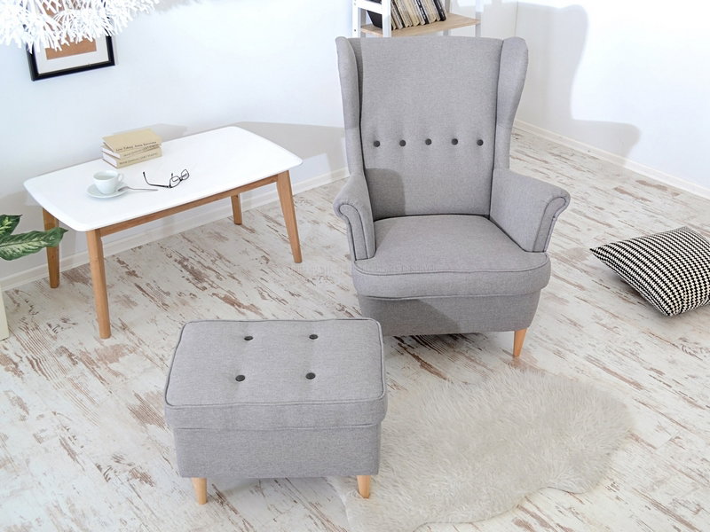 Kreslo ušiak Margis (sivá + čierna)