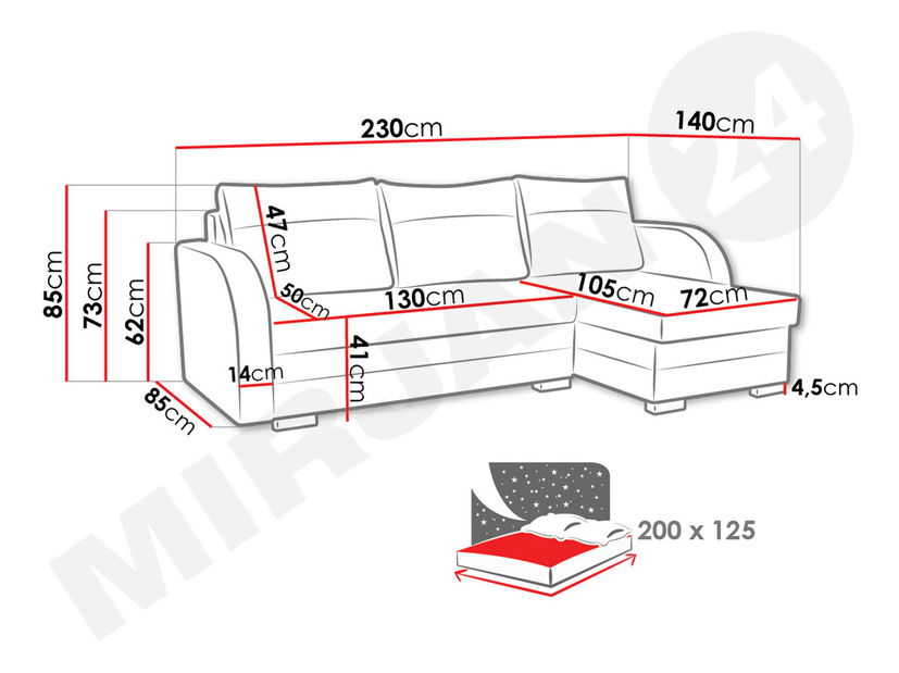 Sarokkanapé garnitúra Julie (sötétszürke)