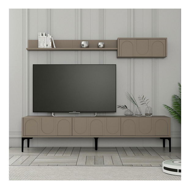 Set mobilier living Lyantela (tmavoBej + negru)
