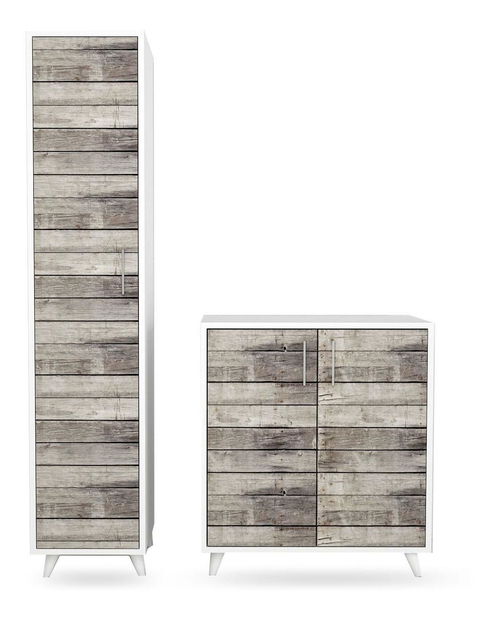 Előszoba bútor Mobeba (tölgy + fehér) 