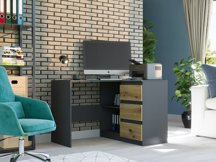 Sarok PC asztal Nolmir (antracit + artisan) (J)