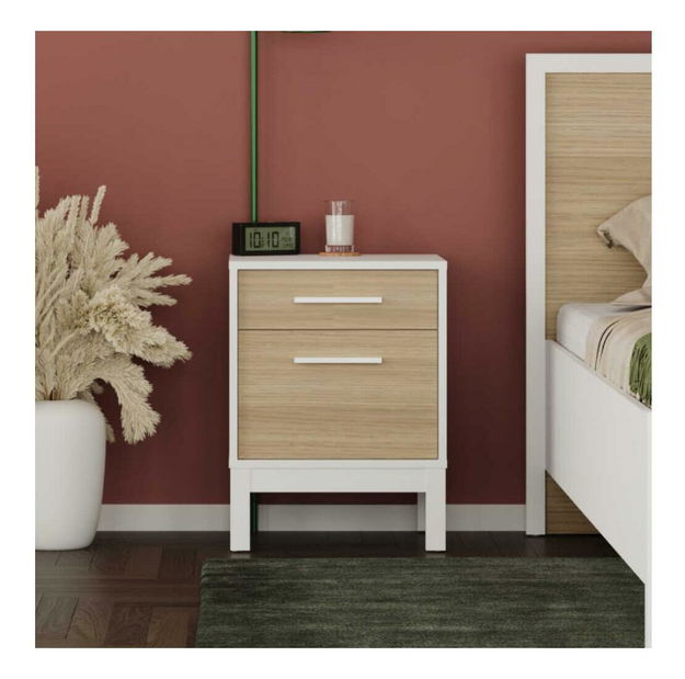 Nočný stolík Sivado 2 (dub + biela)
