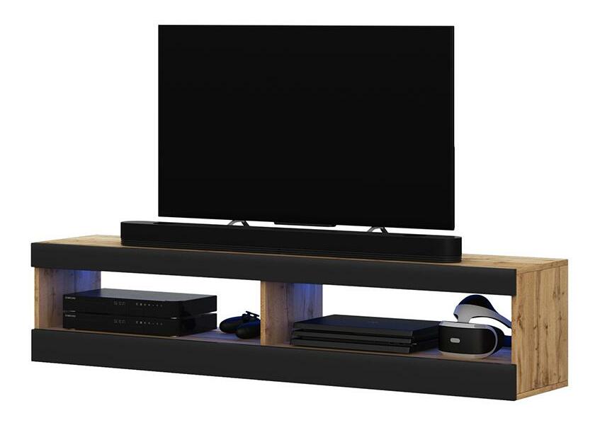 Tv szekrény/asztal Violett 100 (világítással) (lancester tölgy + fekete)