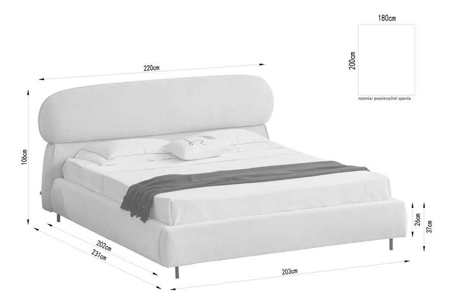 Bračni krevet 180 cm Asesora 180 (krem + crna)