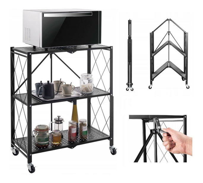 Kuchynský regál na kolieskach Ricos 1 (čierna)