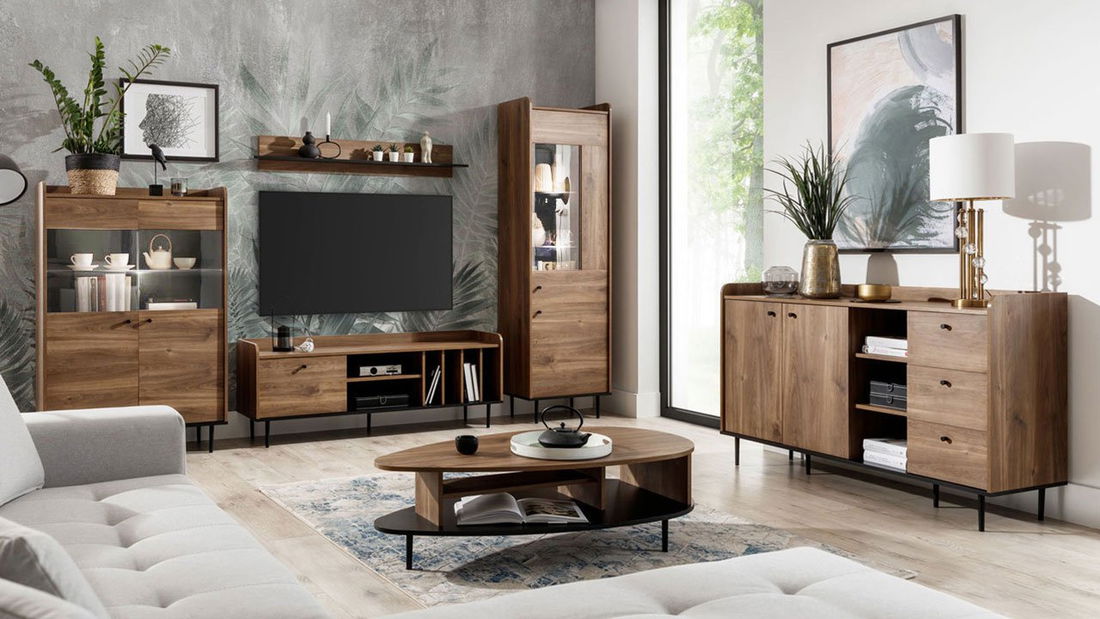 Mobilier living Percival I (negru + brandy castello)
