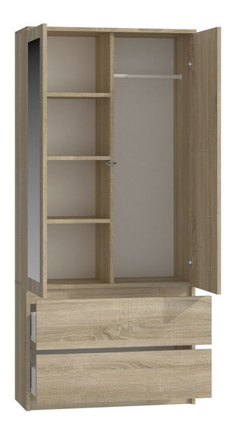 Dulap de haine Musecalo 1 (stejar sonoma) (cu oglindă)