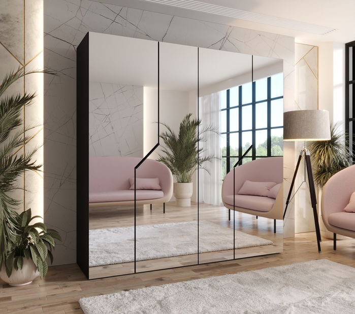 Ruhásszekrény Alaris 3 200 (fekete) (tükörrel)