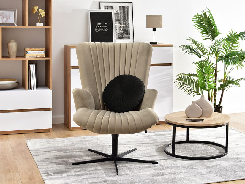 Relaxačné kreslo Elesenta (piesková + čierna)