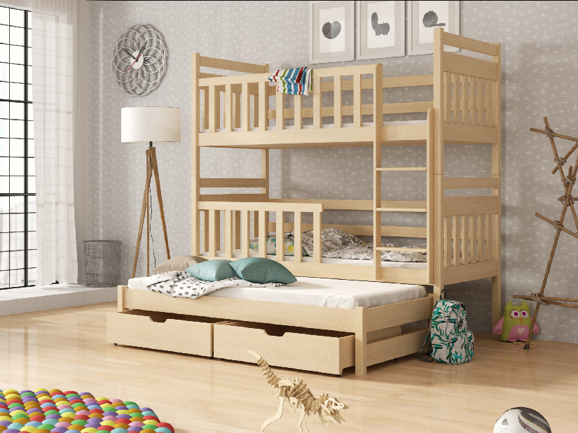 Dječji krevet 90 x 200 cm KRISTY (s podnicom i prostorom za odlaganje) (borovina)