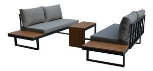 Set mobilier de grădină Atesora (maro deschis + gri) (pentru 4 persoane)