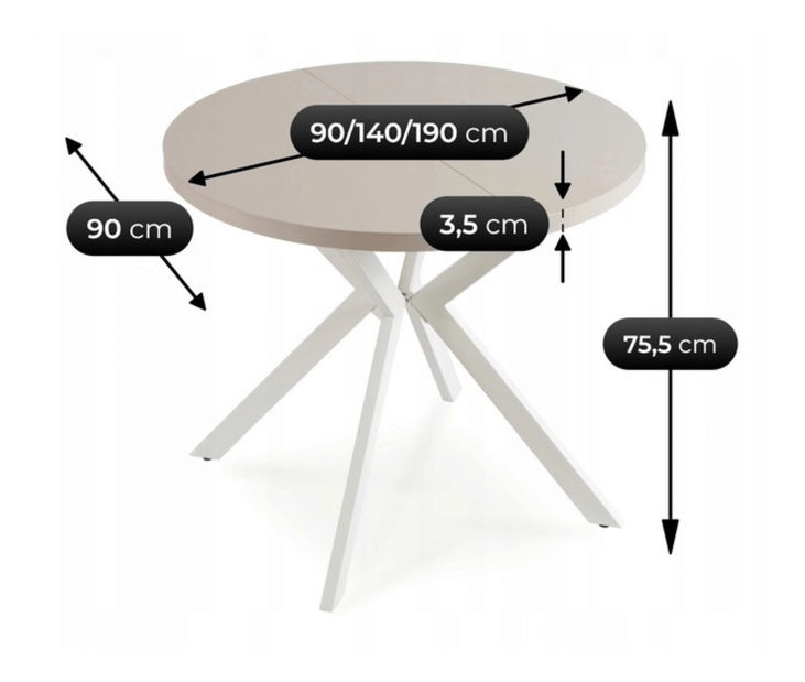 Rozkladací jedálenský stôl Localizado (kašmír + biela) (pre 4-6 osôb)
