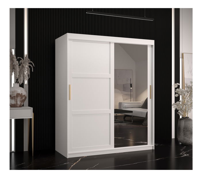 Ormar za garderobu Riven 2 150 (bijela mat) (s ogledalom)