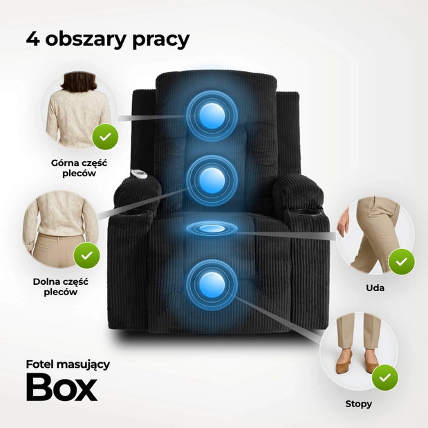 Masszázsfotel Banesto (fekete kordbársony)