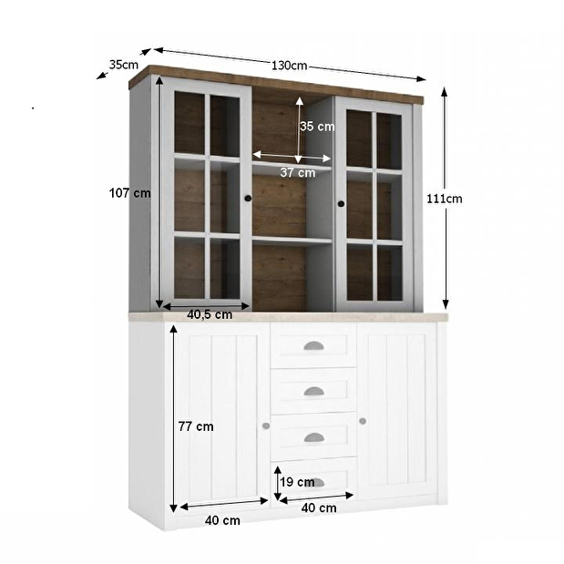 Vitrines szekrény (felépítmény) Provense W2D *kiárusítás