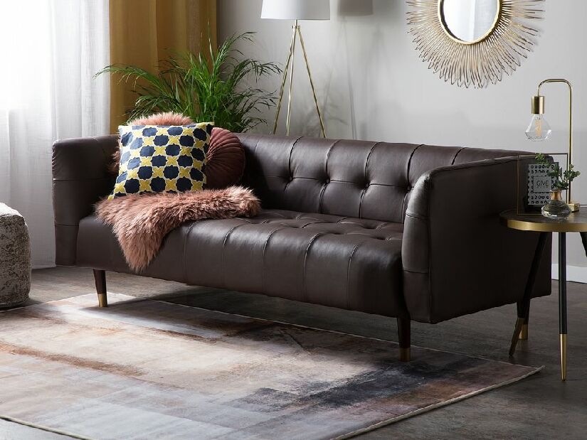 Kožna sofa trosjed Belper (smeđa)