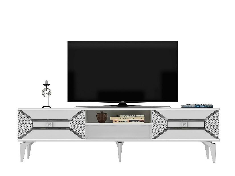 TV asztal/szekrény Velono (fehér + ezüst) 