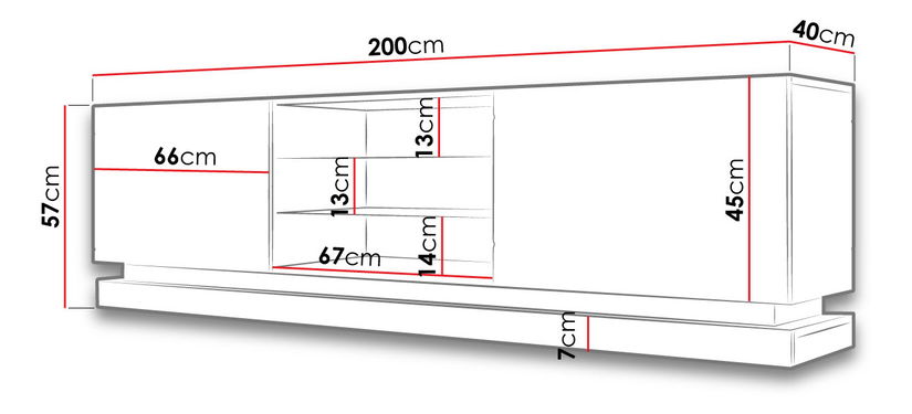 TV stolić/ormarić Aura 2 (bijela + bijela sjajna)