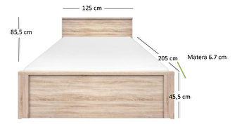 Pat matrimonial 120 cm Noella (Stejar sonoma) (fără somieră și saltea)