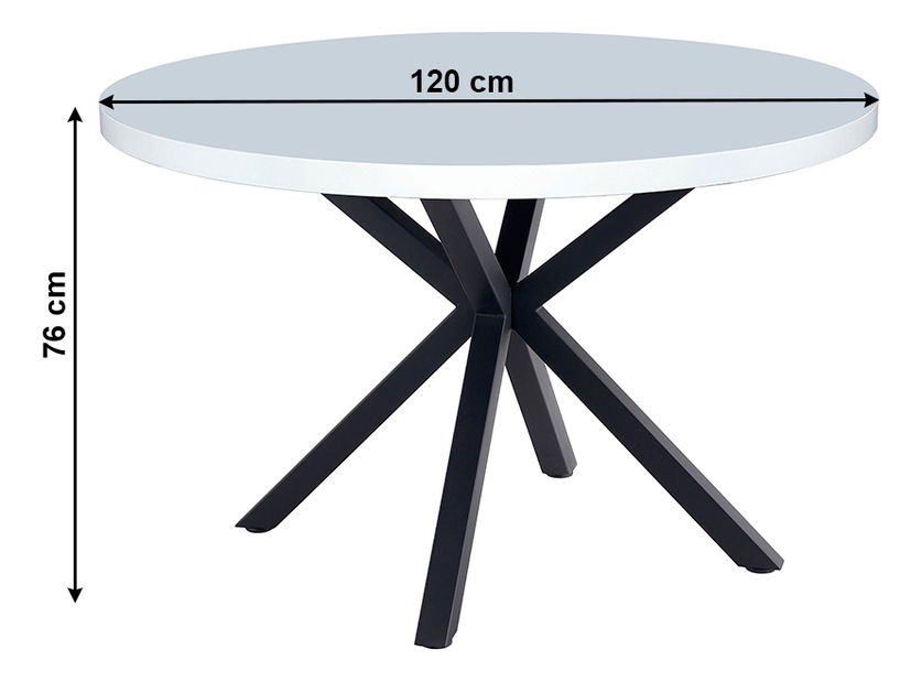 Étkezőasztal Marica (4 fő részére) (matt fekete + fekete)