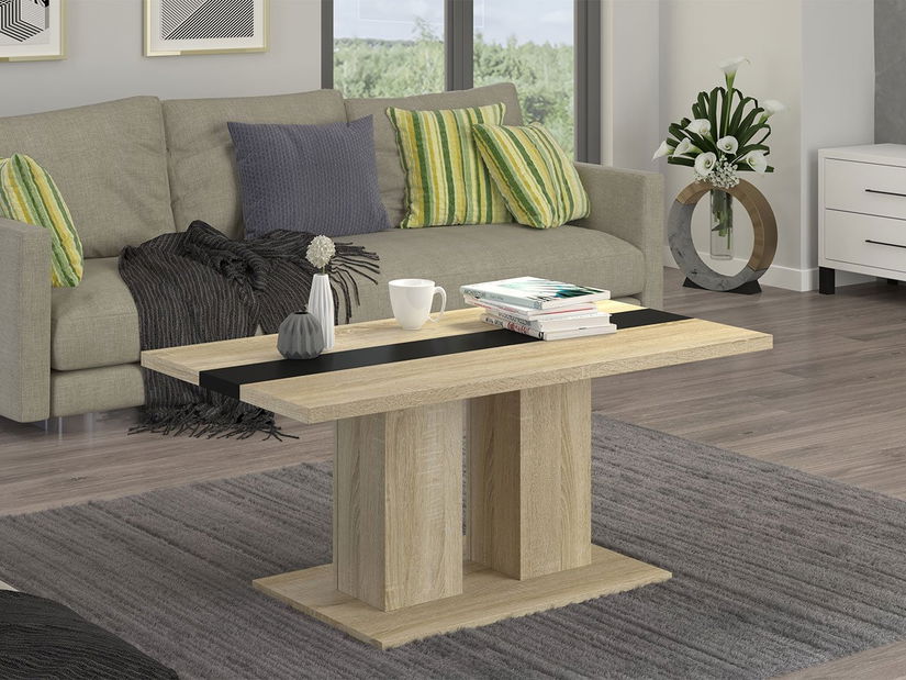 Stolić za kavu Rondon (hrast sonoma + crna)