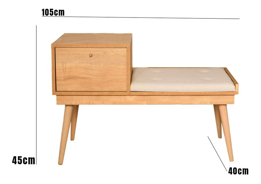 Băncuță Ursula (stejar + Crem)