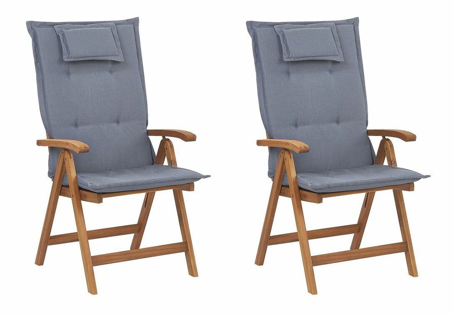 Set 2 ks. záhradných stoličiek Jakarta (svetlé drevo) (s vankúšmi)