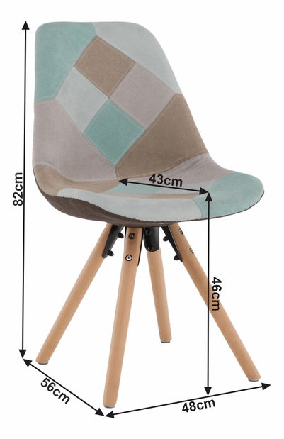 Jedálenská stolička Glority (mentolový patchwork)