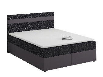 Pat matrimonial Boxspring 160x200 cm Mimosa (cu saltea și somieră) (gri închis + negru)