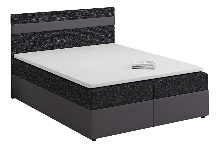Kontinentálna posteľ 140x200 cm Mimosa Comfort (melírovaná čierna + tmavosivá) (s roštom a matracom)