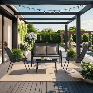 Set mobilier de grădină Magro (negru) (pentru 4 persoane)