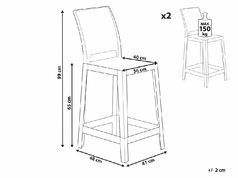 Set 2buc scaune tip bar Worpenza (transparent) 