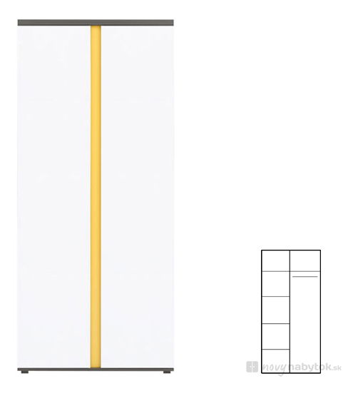 Šatníková skriňa BRW Graphic SZF2D lesk biely