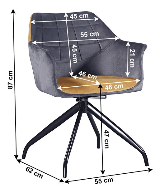 Otočné kreslo Sarkin (sivá + camel)
