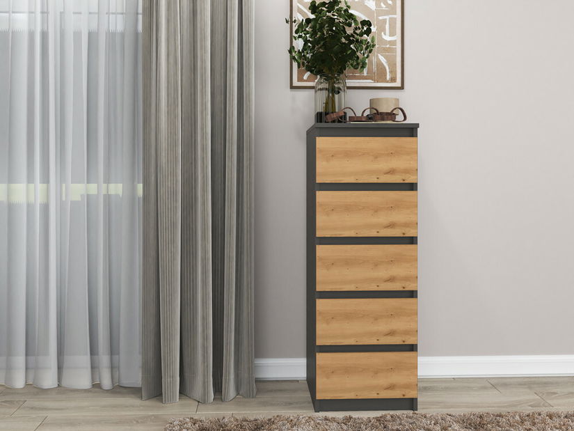 Komoda Musecalo 5 (antracit + dub artisan)