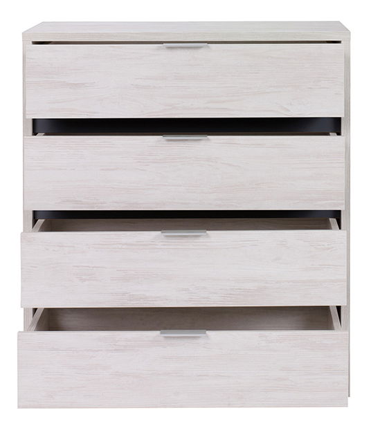 Comodă Desayuno K4SZ (Stejar alb + alb lucios)