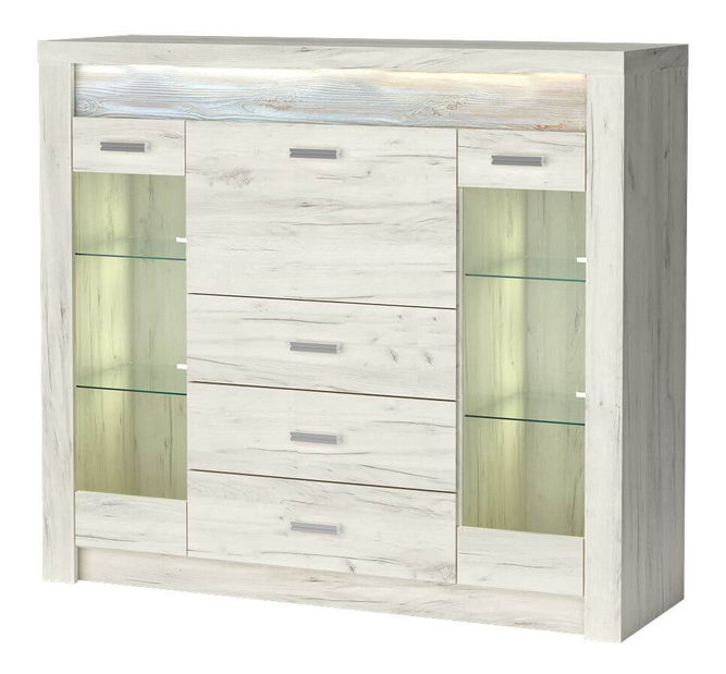 Vitrină Indie 08 (cu iluminat LED) (craft alb)