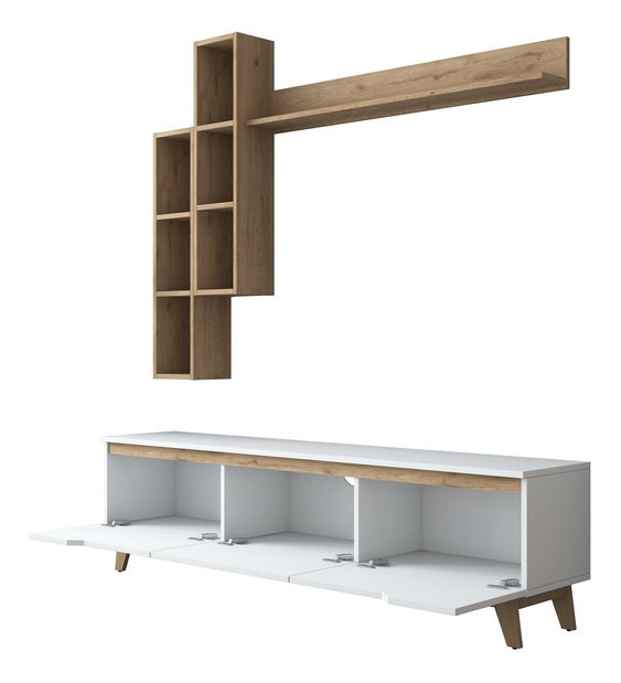 Obývacia stena Mitevu 2 (biela + orech) 