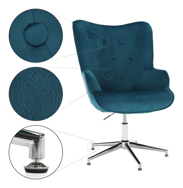 Dizajnové kreslo Canary Bird (tyrkysová + chróm)