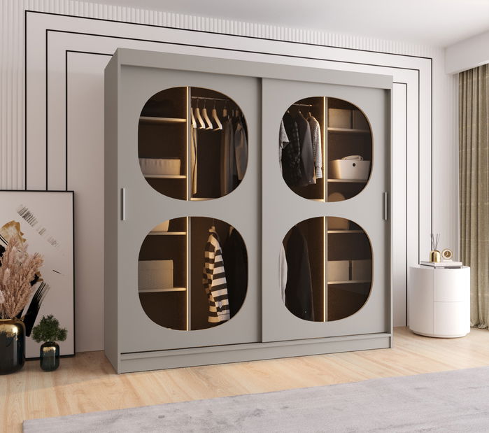 Ruhásszekrény 200 cm Boomer 2 (kasmír) (világítással)