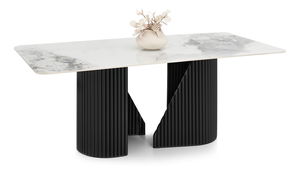 Masă sufragerie Acababa (marmură + negru)