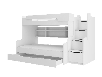 Poschodová detská posteľ 200x90 cm, 200x120 cm Homer (s roštom) (biela)