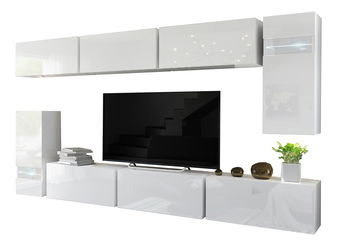 Obývacia stena Marmara (biela + biely lesk)