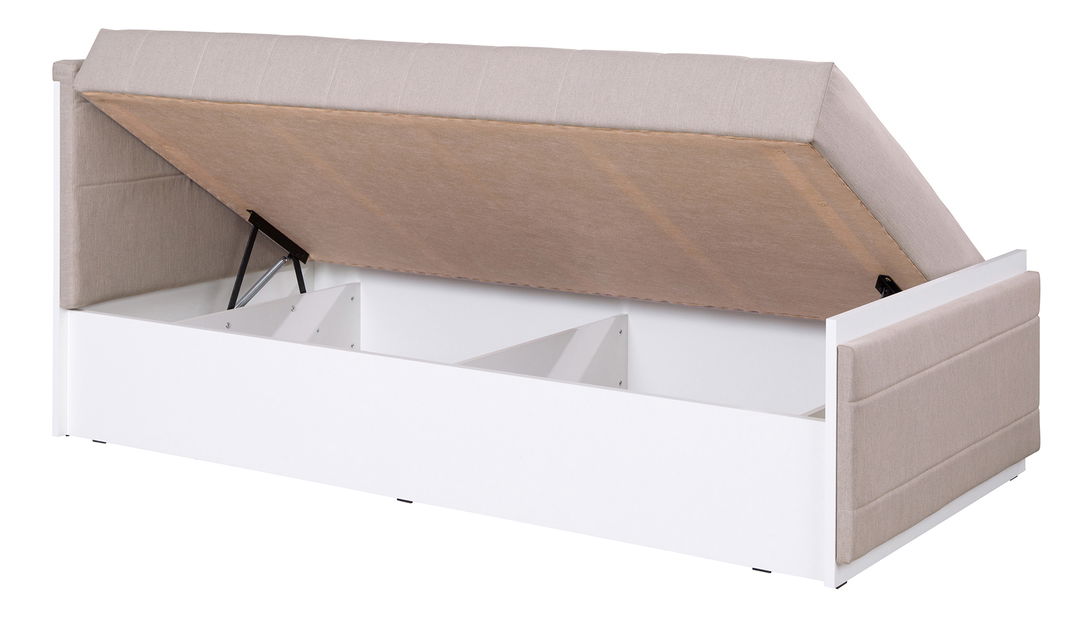 Jednolôžková posteľ 90 cm Iweta P (biela matná + béžová) (s roštom a matracom)