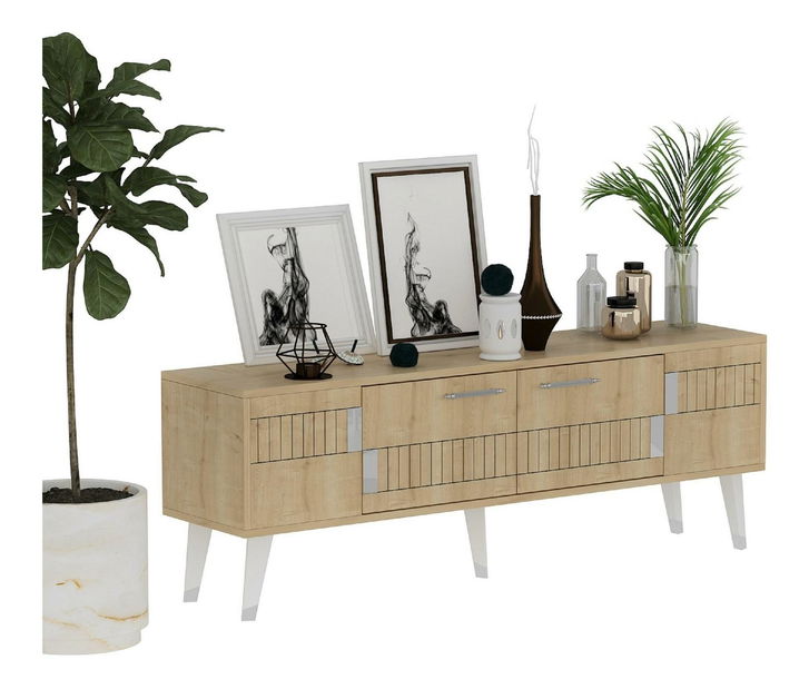 TV stolík/skrinka Lotoka 2 (dub zafírový + strieborná) 