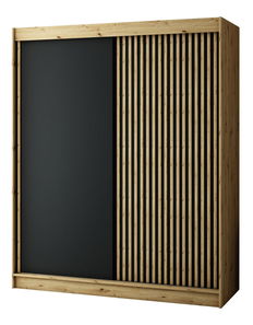 Ormar za garderobu 180 cm Ladonna (hrast artisan + crna mat)