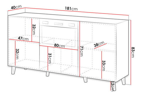 Skrinka krbom 180 cm Sinenko (biela + čierny lesk) *výpredaj