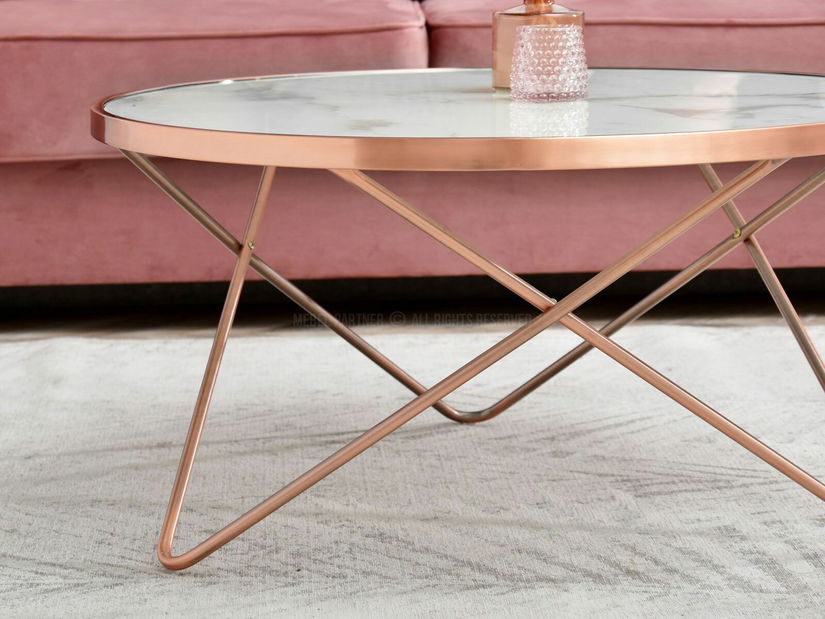 Konferenčný stolík Armin Xl (biely mramor + medená)