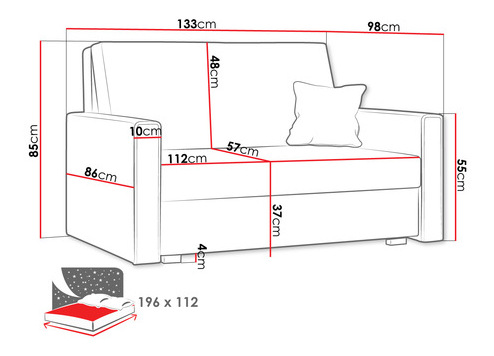 Sofa na razvlačenje Clovea Piano II (bijela) (s prostorom za odlaganje)